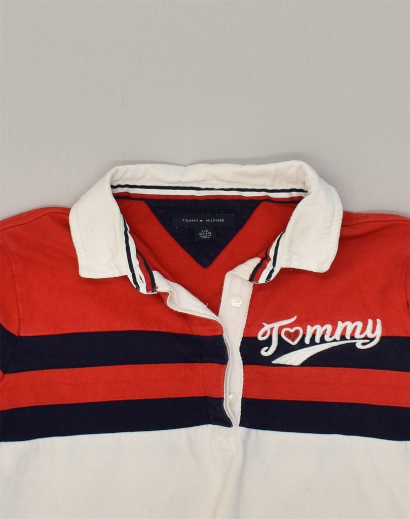 TOMMY HILFIGER Girls Long Sleeve Rugby Polo Shirt 12-13 Years Large Red | Vintage Tommy Hilfiger | Thrift | Second-Hand Tommy Hilfiger | Used Clothing | Messina Hembry 