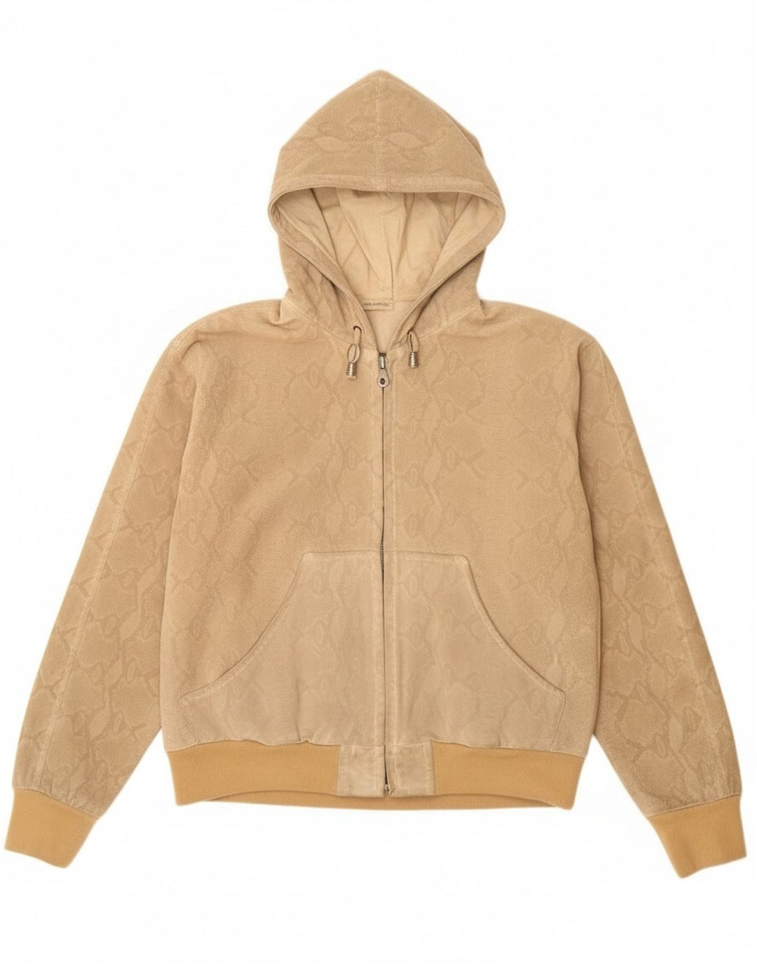 Donna Pelle Womens Hooded Bomber Jacket IT 42 Medium Beige Animal Print