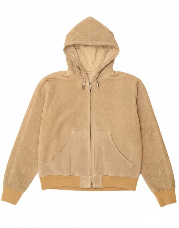 Donna Pelle Womens Hooded Bomber Jacket IT 42 Medium Beige Animal Print