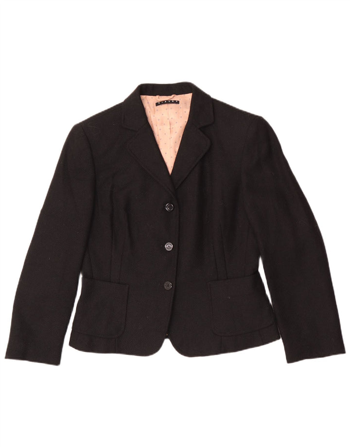 Sisley Womens 3 Button Blazer Jacket IT 46 Large Black Wool