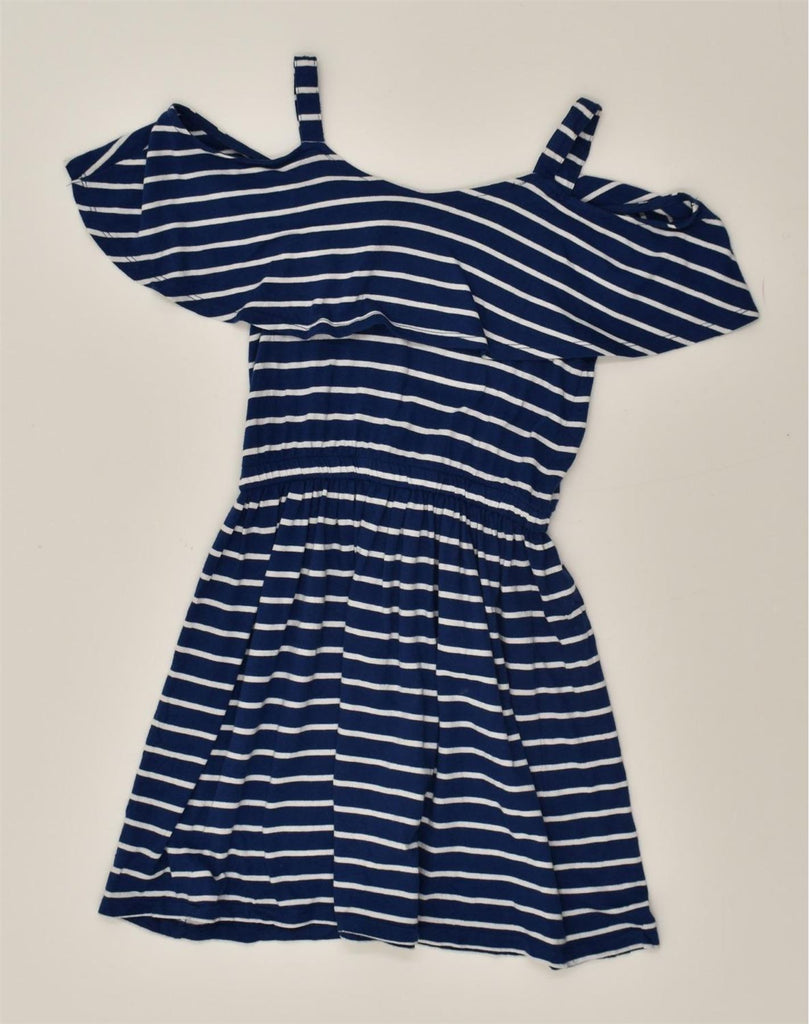 NAUTICA Girls A-Line Dress 8-9 Years Blue Striped Cotton | Vintage Nautica | Thrift | Second-Hand Nautica | Used Clothing | Messina Hembry 