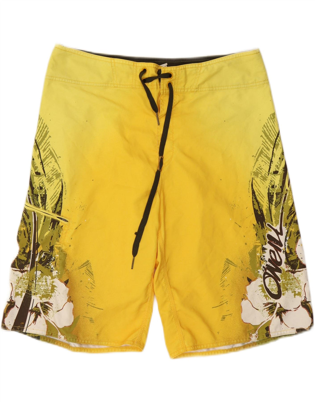 O'Neill Mens Swimming Shorts Large  Yellow Floral Polyester