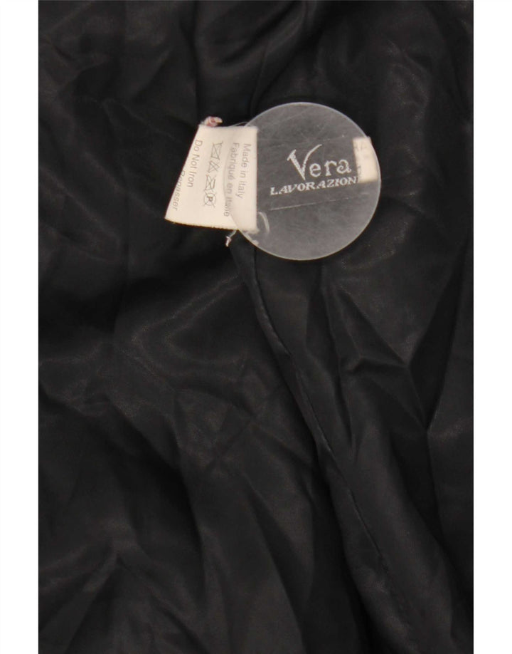 Vintage Womens Leather Coat IT 44 Medium Black