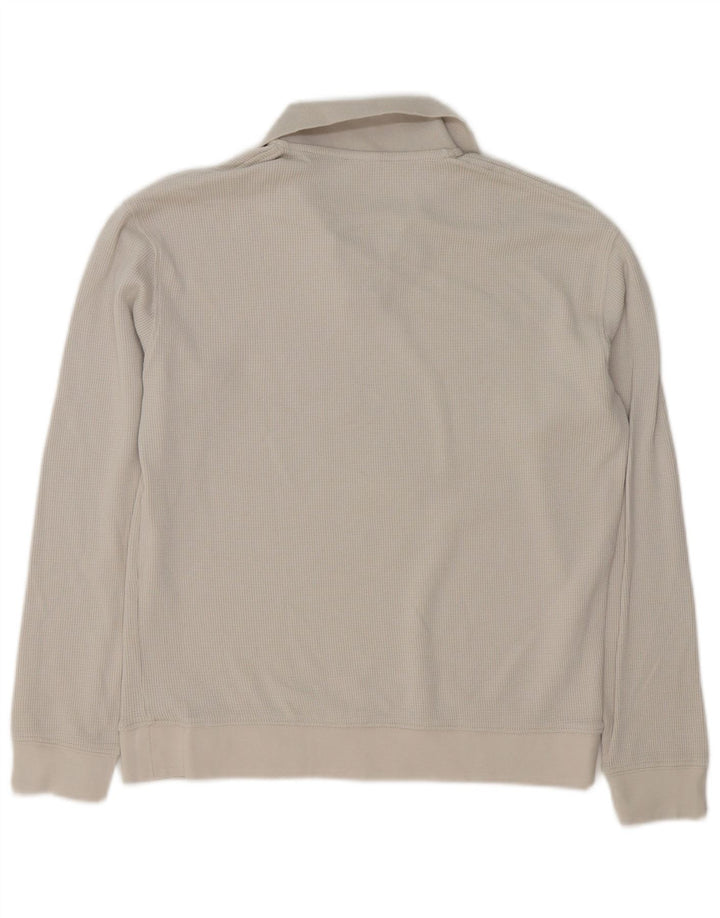 ZARA Mens Polo Neck Jumper Sweater Small Grey Cotton
