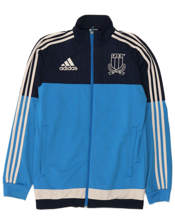 Adidas Mens Graphic Tracksuit Top Jacket Small Blue Colourblock Polyester
