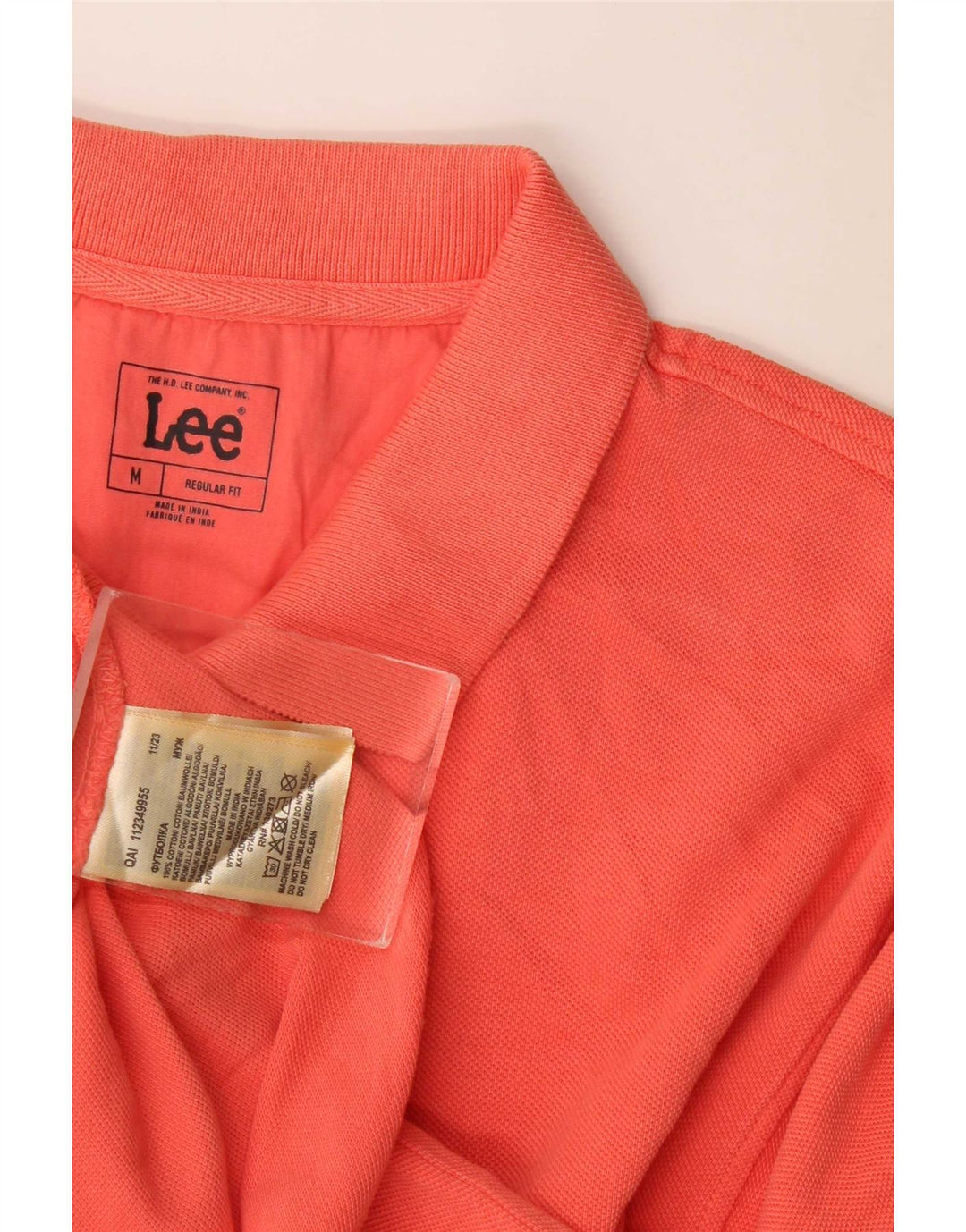 Lee Mens Regular Fit Polo Shirt Medium Orange Cotton