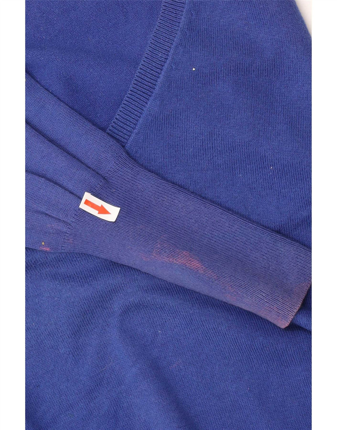 Zara Womens V-Neck Jumper Sweater UK 12 Medium Blue Cotton