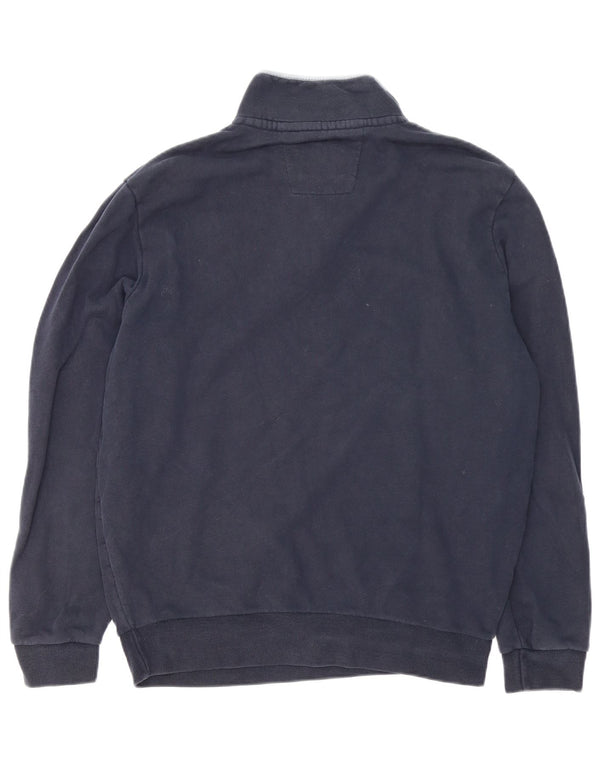 Crew Clothing Mens Zip Neck Sweatshirt Jumper Large Navy Blue Cotton