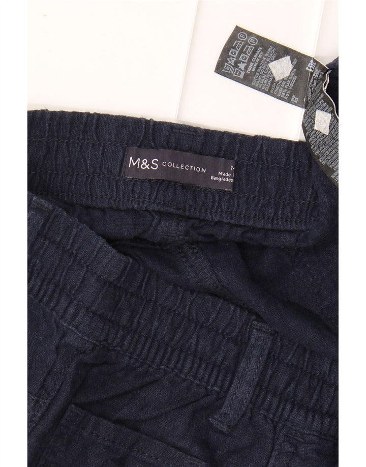 MARKS & SPENCER Womens Mini Skirt UK 14 Large W36  Navy Blue Linen
