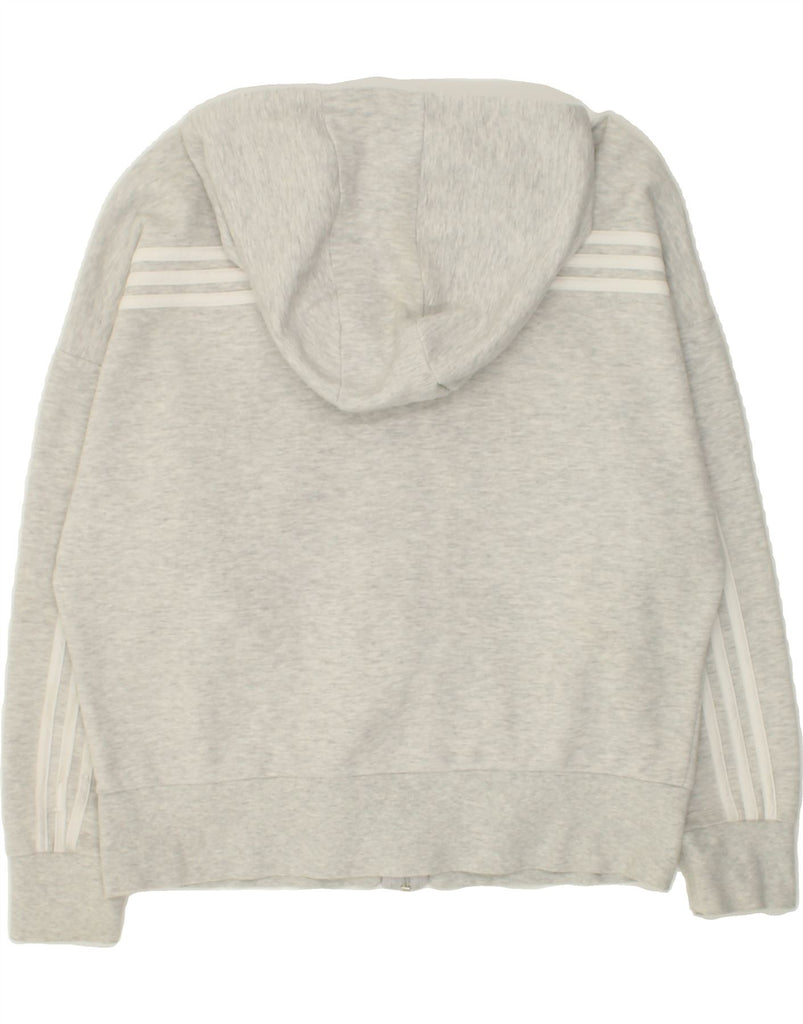 ADIDAS Womens Zip Hoodie Sweater UK 16-18 Large Grey Cotton | Vintage Adidas | Thrift | Second-Hand Adidas | Used Clothing | Messina Hembry 