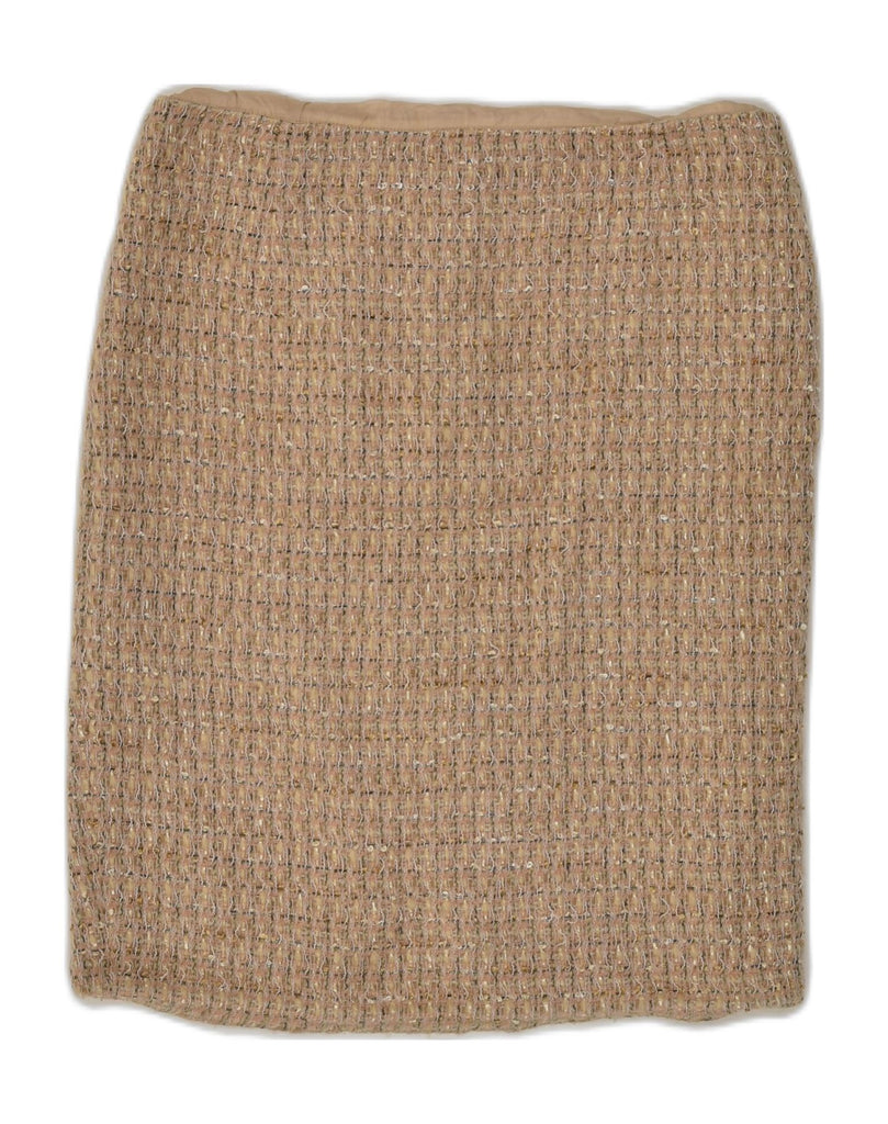 BLUMARINE Womens Knit Straight Skirt W30 Medium Brown Check Virgin Wool | Vintage Blumarine | Thrift | Second-Hand Blumarine | Used Clothing | Messina Hembry 