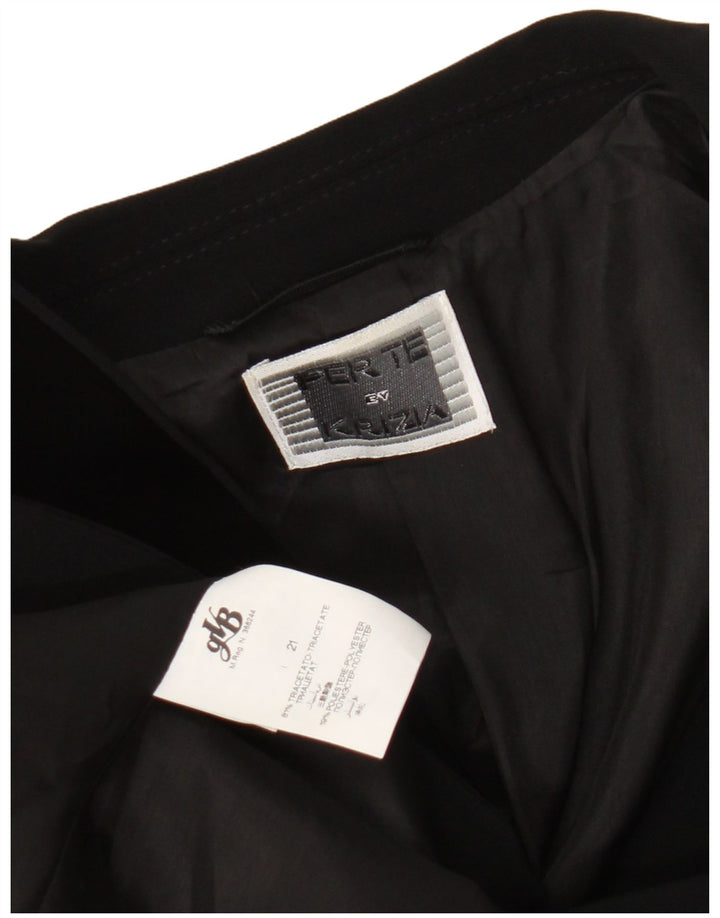 Perte by Krizia Womens 1 Button Blazer Jacket UK 18 XL Black Triacetate