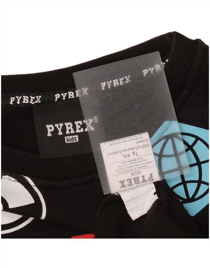 Pyrex Boys Graphic Sweatshirt Jumper 13-14 Years 2XL Black Cotton