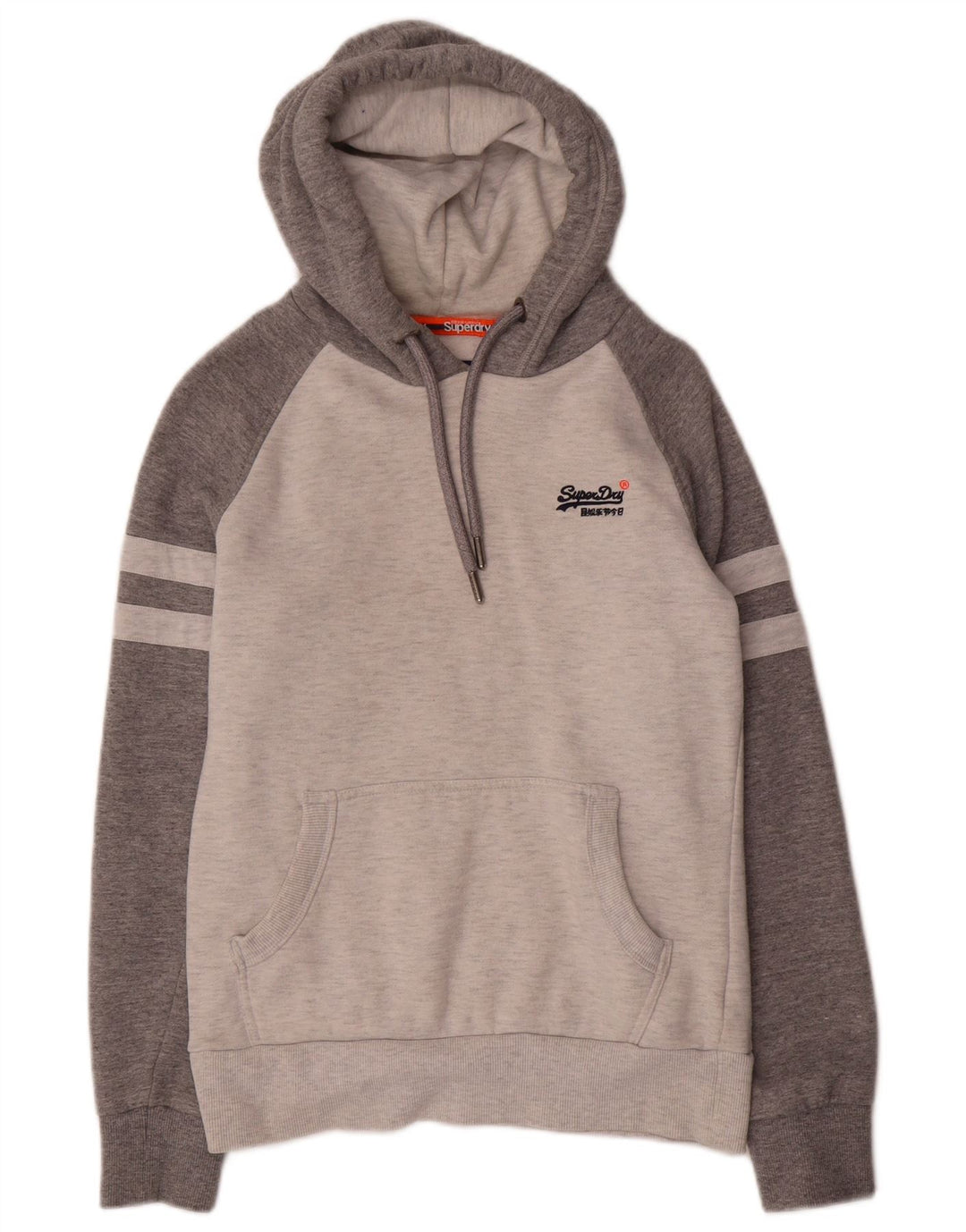 SUPERDRY Mens Hoodie Jumper XS Grey Colourblock Cotton