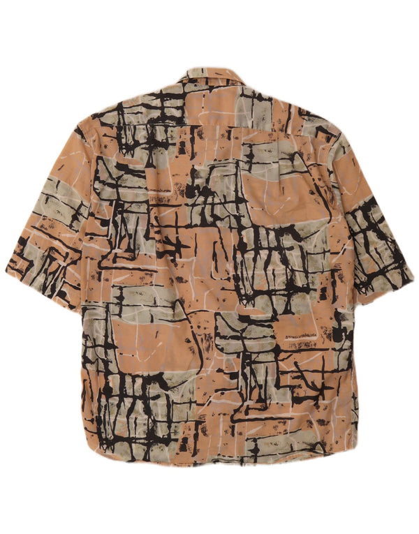 Vintage Mens Abstract Pattern Short Sleeve Shirt Large Multicoloured