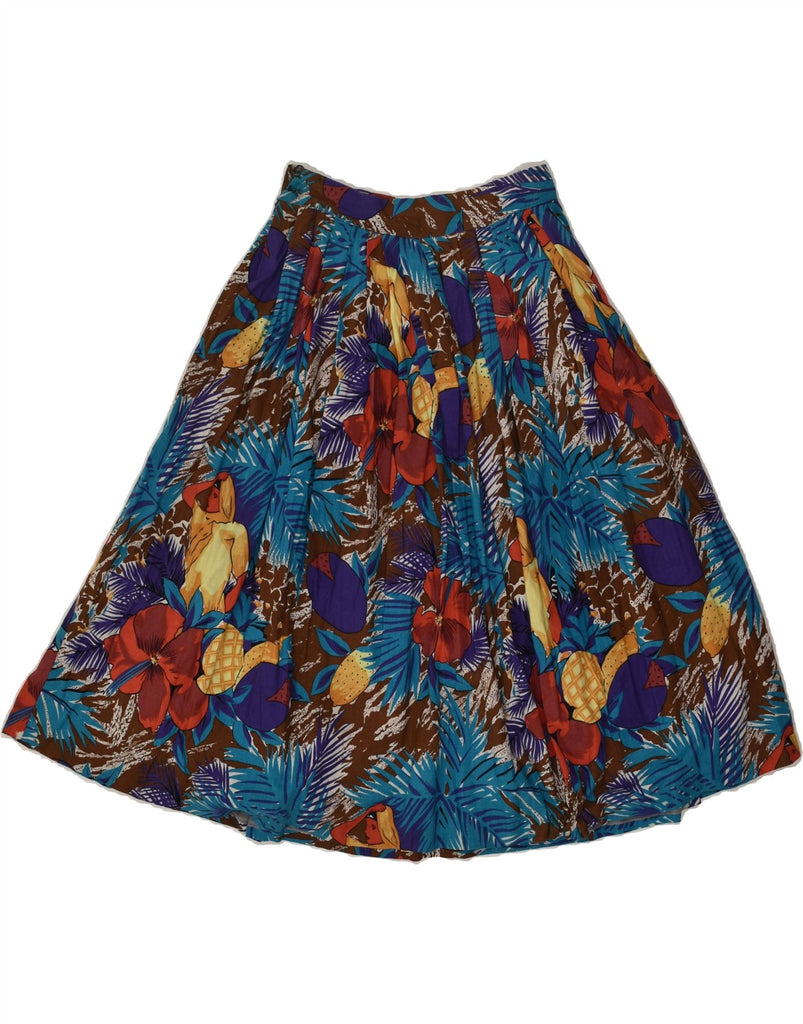 VINTAGE Womens A-Line Skirt W24 XS Blue Floral | Vintage Vintage | Thrift | Second-Hand Vintage | Used Clothing | Messina Hembry 