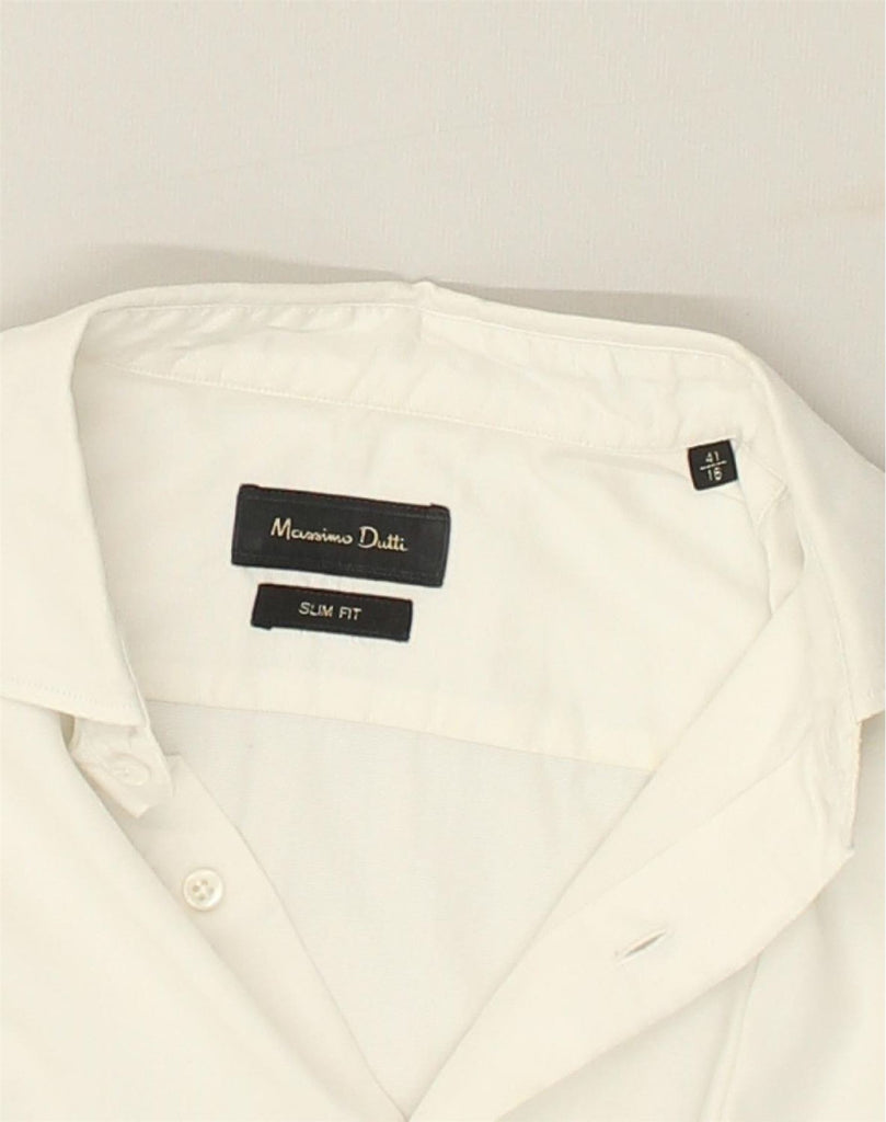 MASSIMO DUTTI Mens Slim Fit Shirt Size 16 Large Off White Cotton | Vintage Massimo Dutti | Thrift | Second-Hand Massimo Dutti | Used Clothing | Messina Hembry 