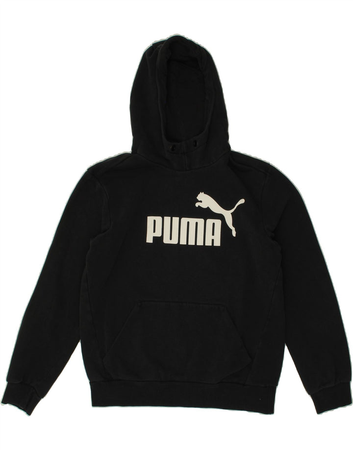 PUMA Mens Graphic Hoodie Jumper Small Black Cotton Vintage Puma and Second-Hand Puma from Messina Hembry 