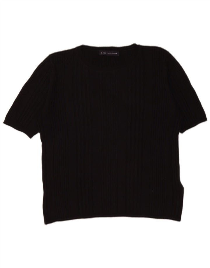 Marks & Spencer Womens Crew Neck Jumper Sweater UK 12 Medium Black