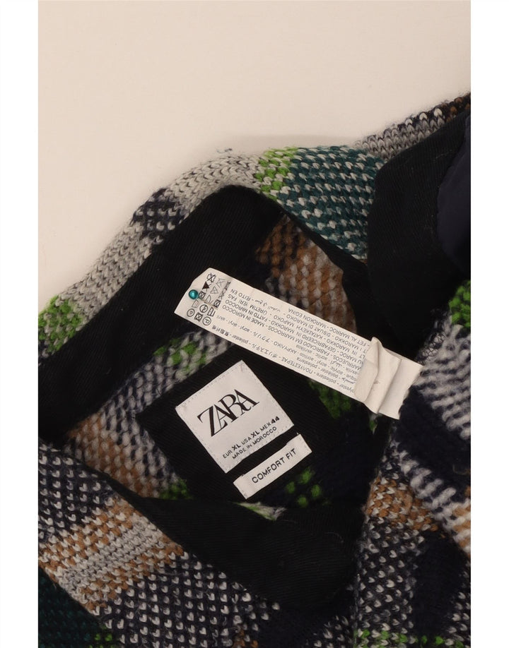 Zara Mens Overshirt Shirt XL Multicoloured Check Polyester