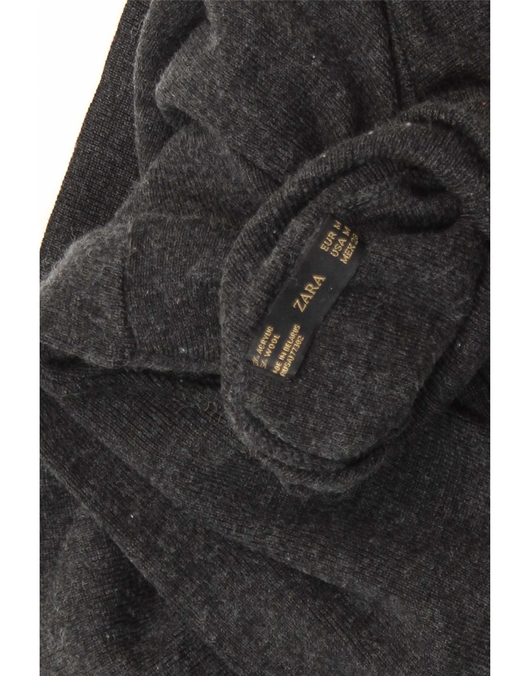 Zara Womens Roll Neck Jumper Sweater UK 12 Medium Grey Flecked Acrylic