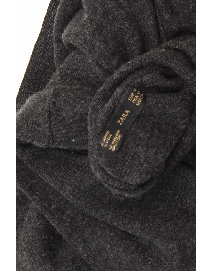 Zara Womens Roll Neck Jumper Sweater UK 12 Medium Grey Flecked Acrylic