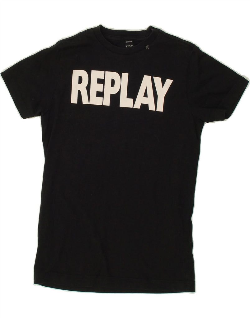 REPLAY Girls Graphic T-Shirt Top 9-10 Years Black Cotton | Vintage Replay | Thrift | Second-Hand Replay | Used Clothing | Messina Hembry 