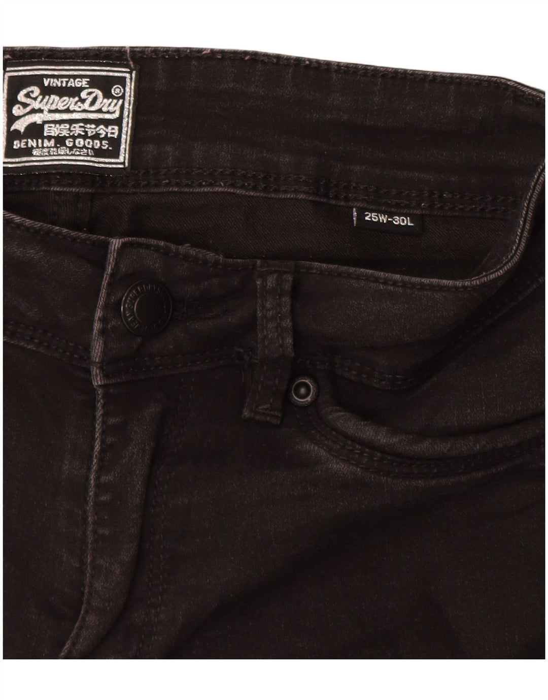 SUPERDRY Womens Skinny Jeans W25 L30 Black Cotton