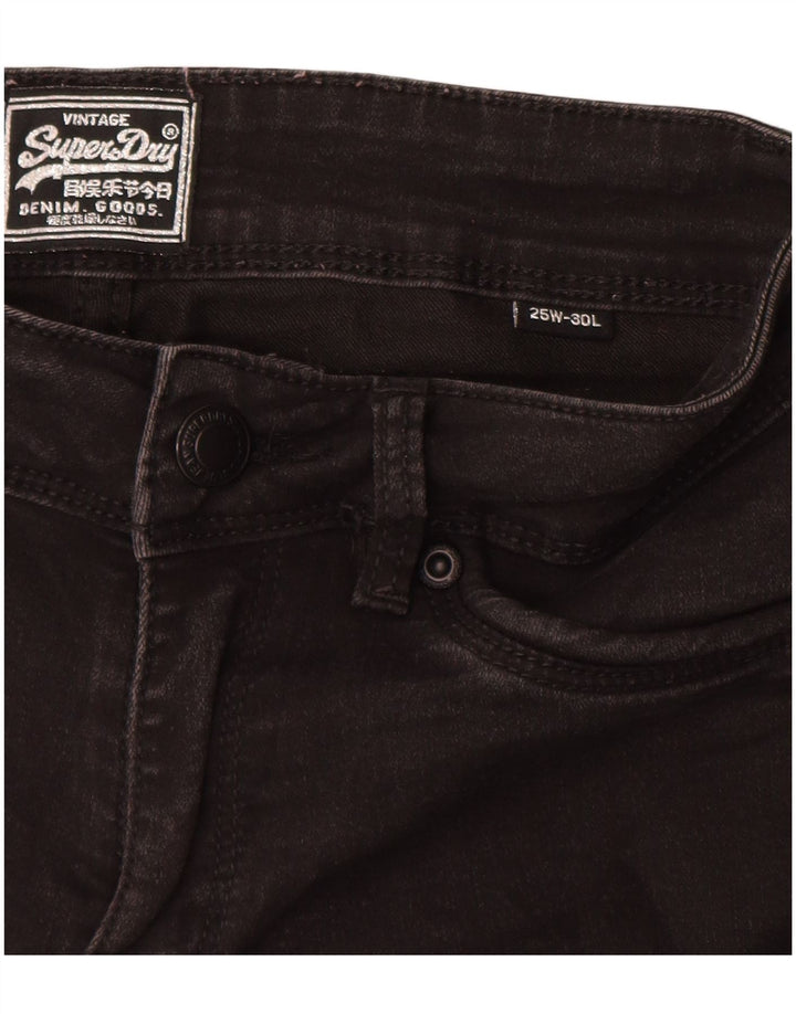 SUPERDRY Womens Skinny Jeans W25 L30 Black Cotton