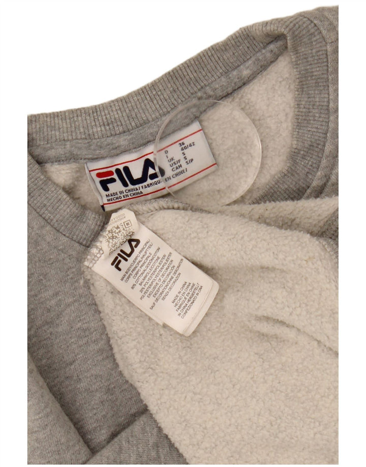 Fila Womens Oversized Sweatshirt Jumper UK 10 Small Grey Cotton