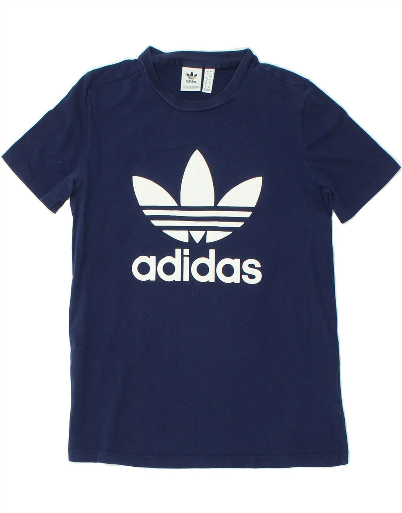 ADIDAS Womens Graphic T-Shirt Top UK 12 Medium  Navy Blue Cotton | Vintage Adidas | Thrift | Second-Hand Adidas | Used Clothing | Messina Hembry 