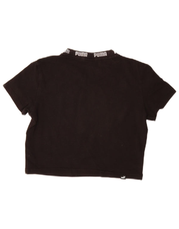 Puma Womens Crop Graphic T-Shirt Top UK 10 Small Black Cotton