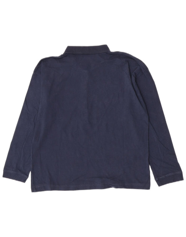 Crew Clothing Womens Long Sleeve Polo Shirt UK 12 Medium Navy Blue