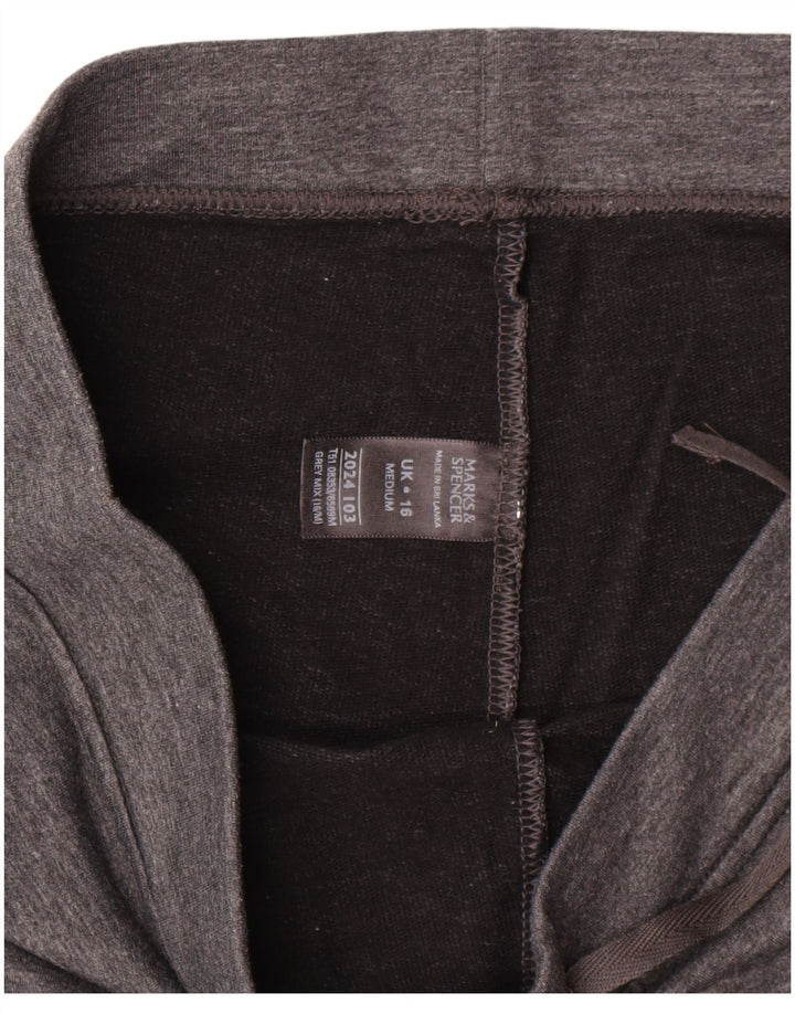 Marks & Spencer Womens Tracksuit Trousers UK 16 Large Grey Cotton