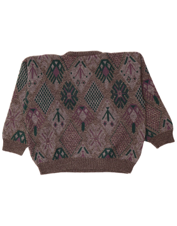 Avanti Mens Crew Neck Jumper Sweater IT 56/58 XL Grey Geometric Wool