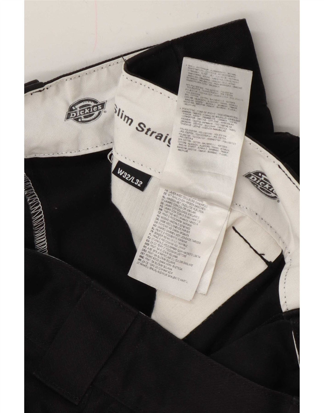 Dickies Mens Slim Straight Chino Trousers W32 L32 Black Polyester