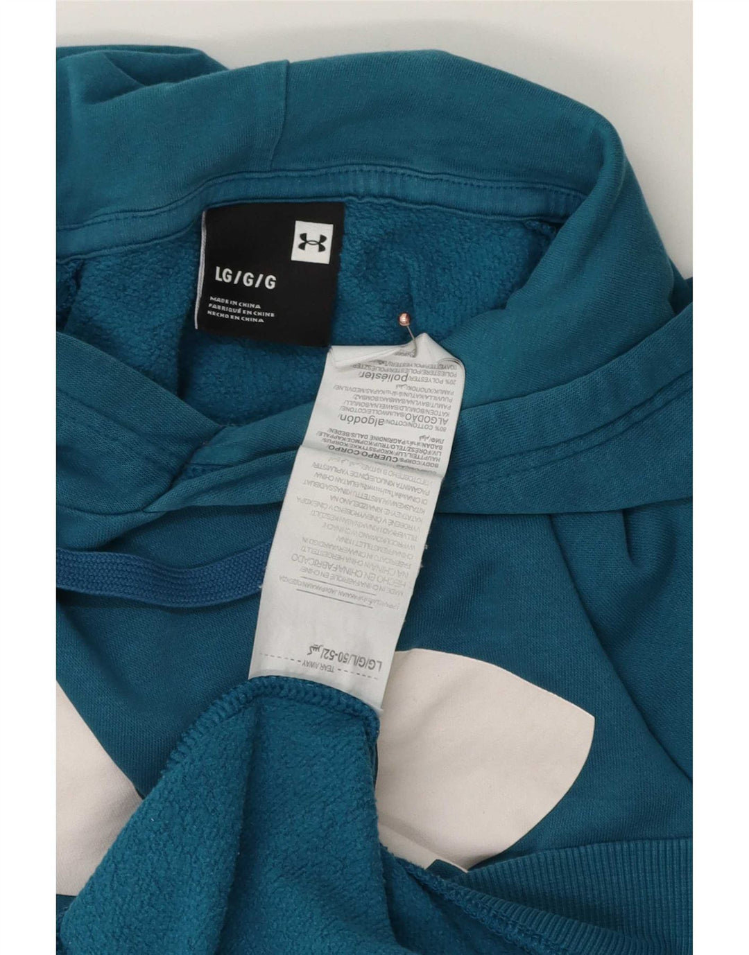 Under Armour Mens Graphic Hoodie Jumper Large Blue Cotton