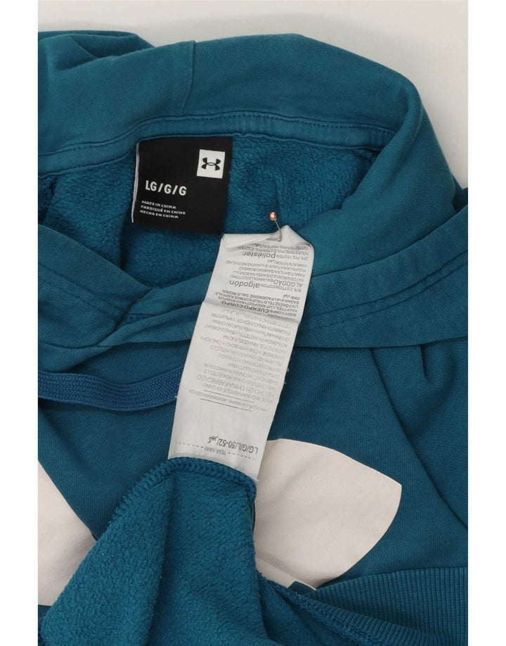 Under Armour Mens Graphic Hoodie Jumper Large Blue Cotton