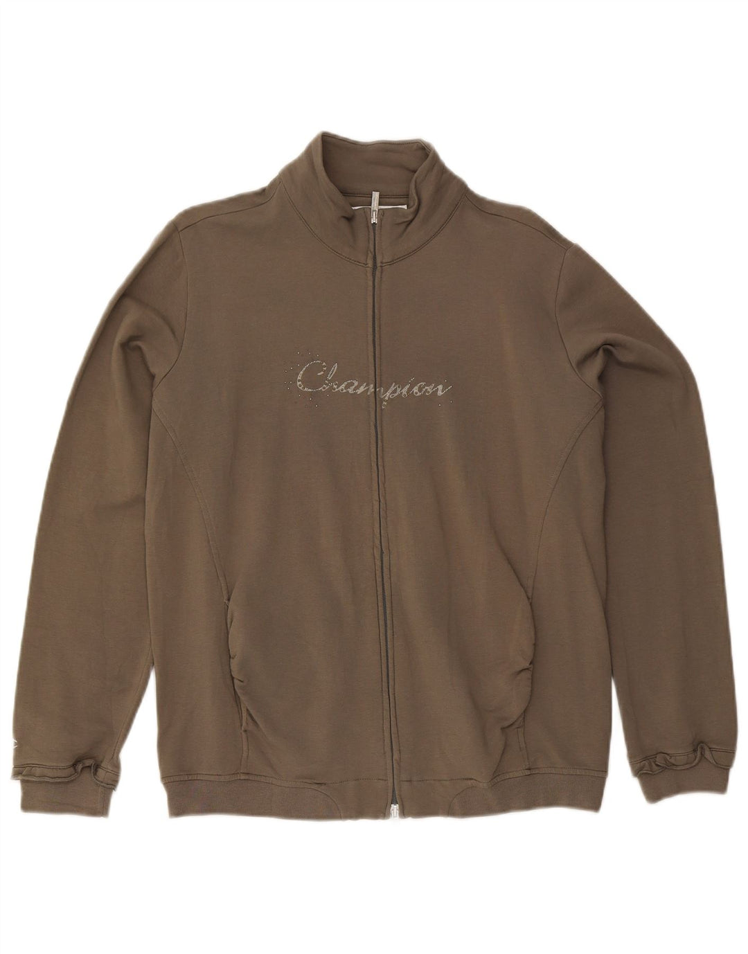 Champion Womens Graphic Tracksuit Top Jacket UK 18 XL Khaki