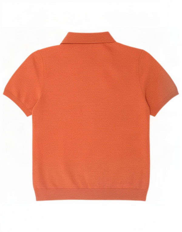 Marks & Spencer Mens Short Sleeve Polo Neck Jumper Sweater Medium Orange
