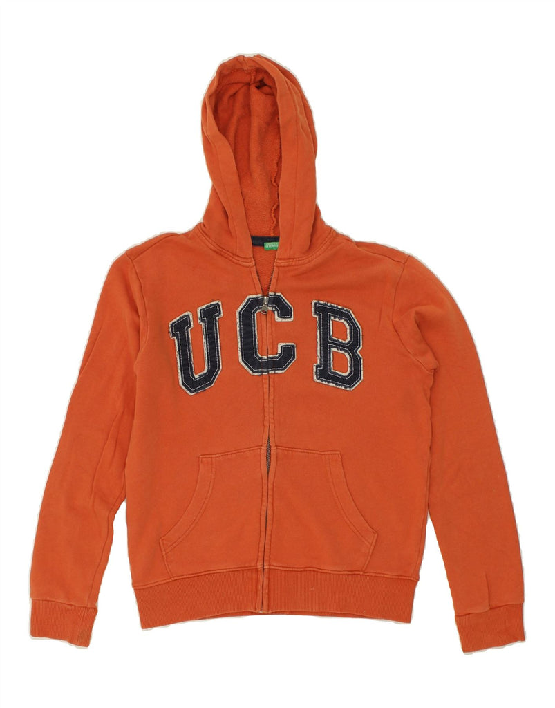 BENETTON Boys Graphic Zip Hoodie Sweater 10-11 Years XL  Orange Cotton | Vintage Benetton | Thrift | Second-Hand Benetton | Used Clothing | Messina Hembry 