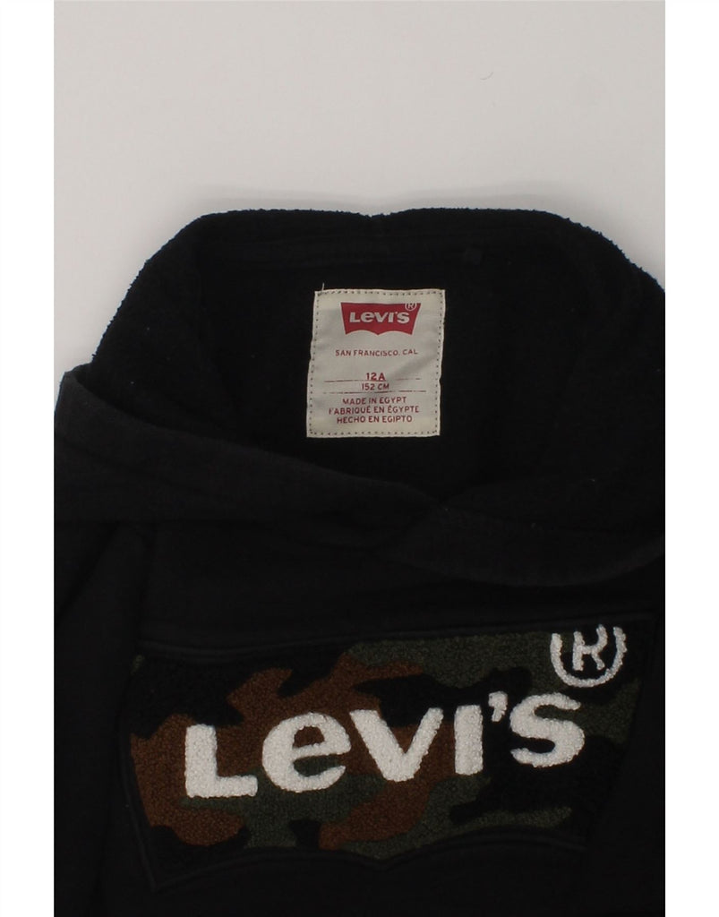 LEVI'S Boys Graphic Hoodie Jumper 11-12 Years Black | Vintage Levi's | Thrift | Second-Hand Levi's | Used Clothing | Messina Hembry 