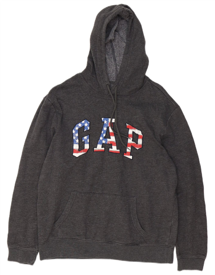 Gap Mens Graphic Hoodie Jumper Large Grey Cotton
