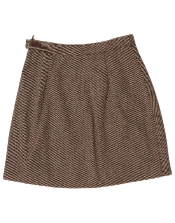 Max & Co. Womens A-Line Skirt UK 10 Small W26  Brown Pinstripe Virgin Wool