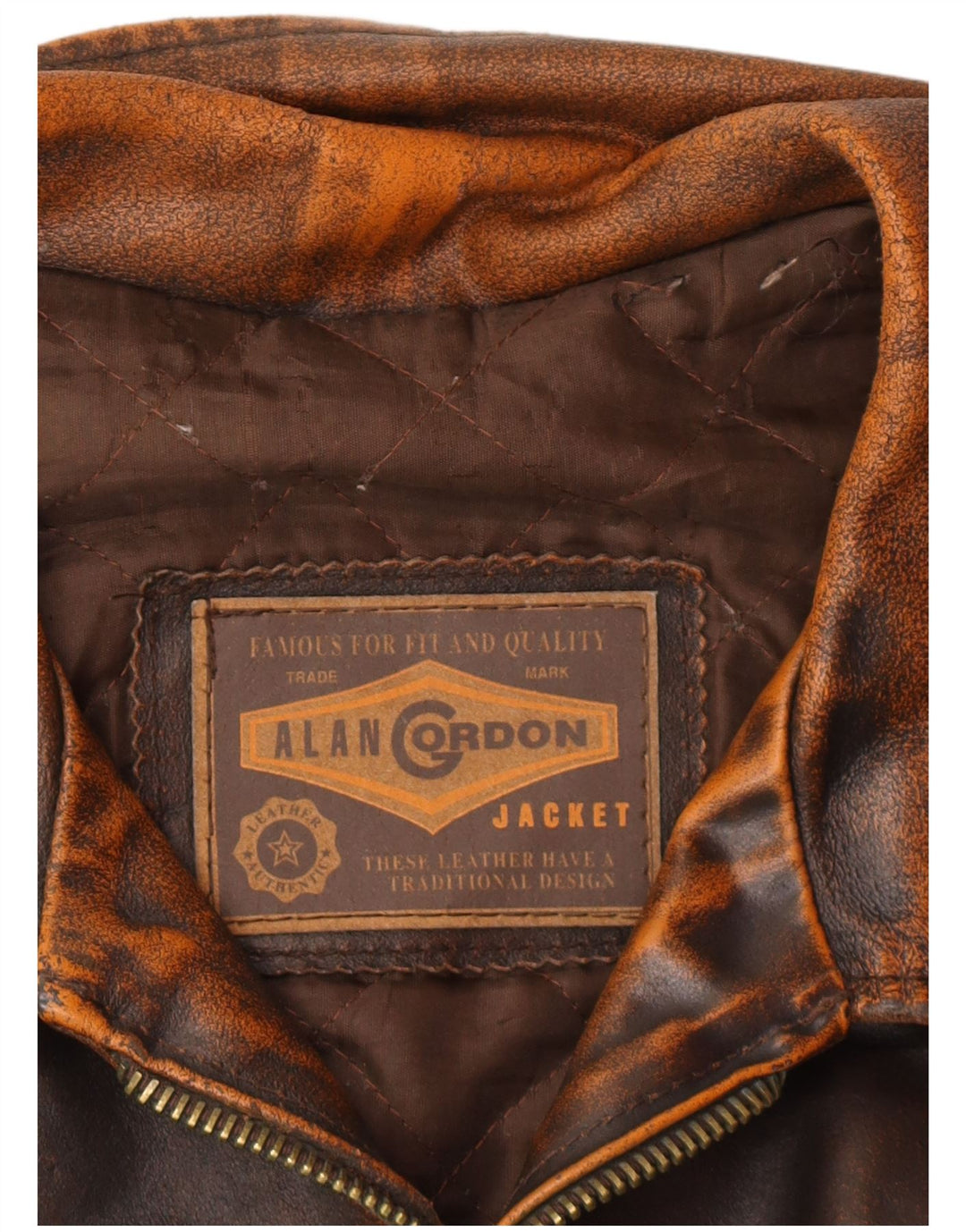 ALAN GORDON Mens Leather Jacket IT 52 XL Brown Leather