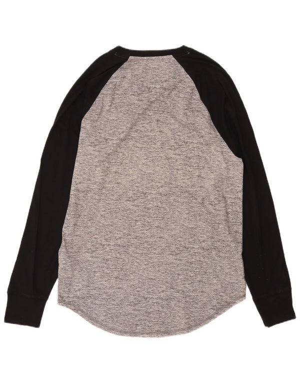 Hollister Mens Graphic Top Long Sleeve Large Grey Colourblock Cotton
