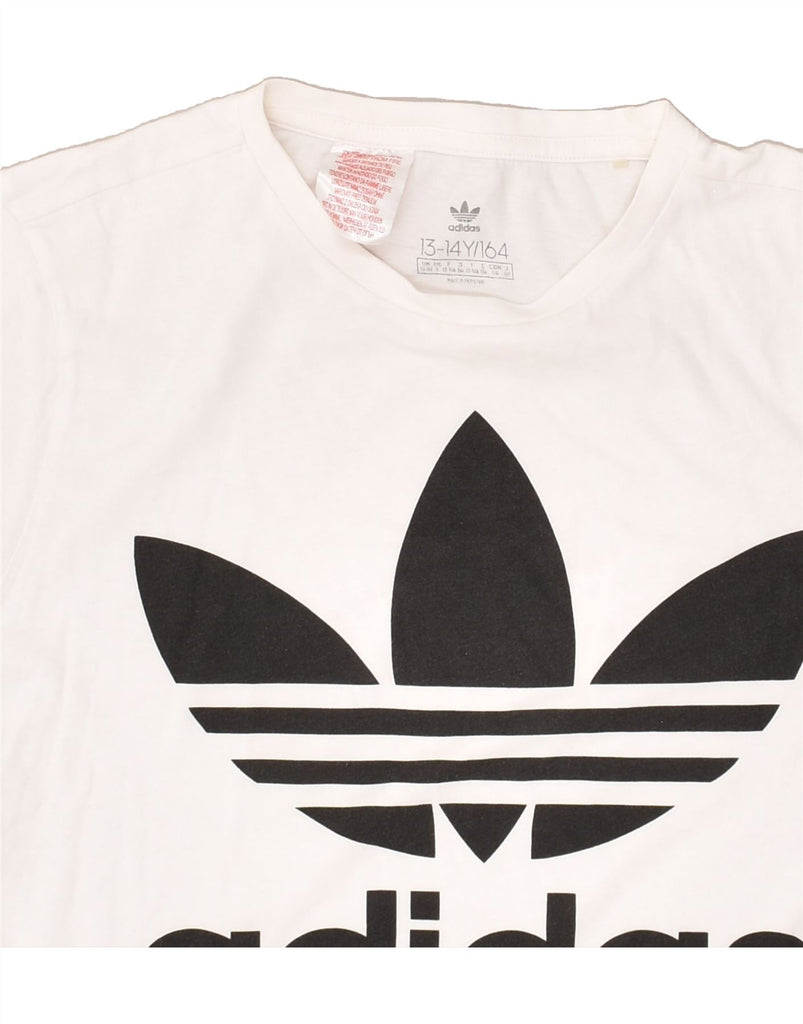 ADIDAS Boys Graphic T-Shirt Top 13-14 Years White | Vintage Adidas | Thrift | Second-Hand Adidas | Used Clothing | Messina Hembry 