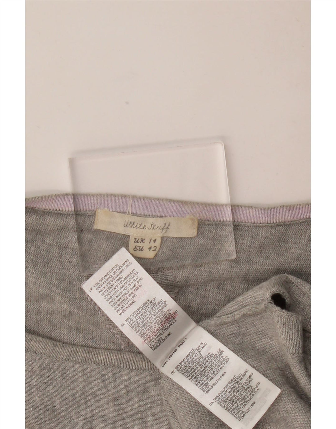 WHITE STUFF Womens Boat Neck Jumper Sweater UK 14 Large Grey Cotton Heart