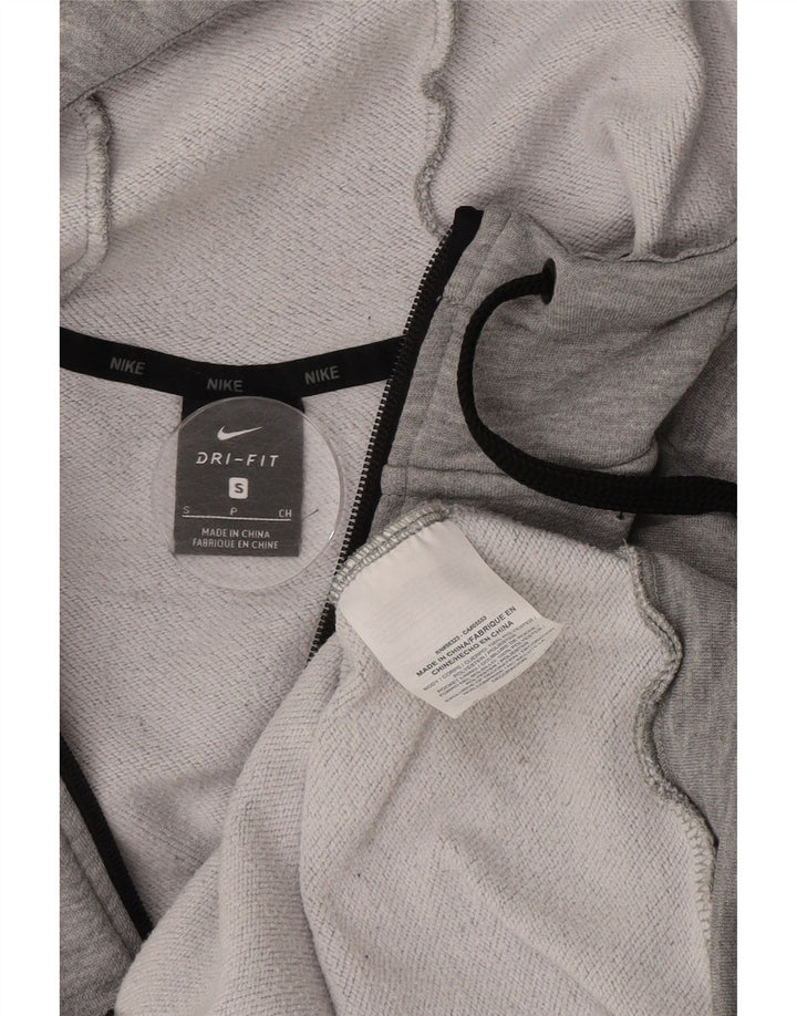 Nike Mens Dri Fit Zip Hoodie Sweater Small Grey Flecked Polyester