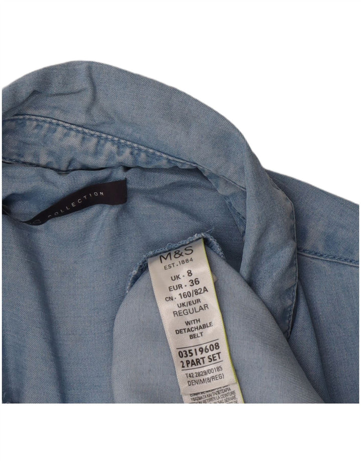 Marks & Spencer Womens Oversized Short Sleeve Shirt Dress UK 8 Small Blue